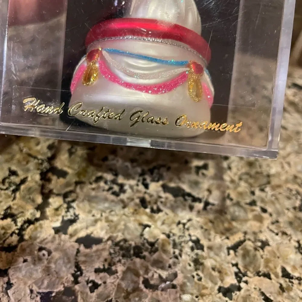 Bride and Groom Hand Painted Glass Boxed Ornament 2004
